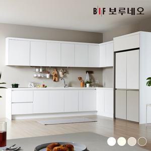 나비드 주방 싱크대 시공 ㄱ자 4.5m 냉장고 장형 E0 PET소재