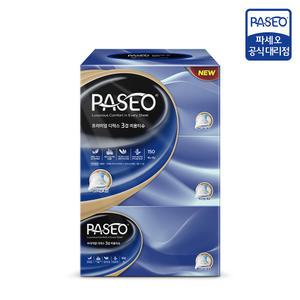 파세오 프리미엄 디럭스 부드러운 3겹 천연펄프 미용티슈 150매 3개입