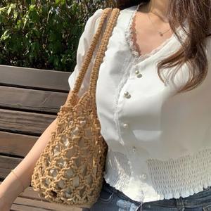 어나더뷰 코코넛 그물 버킷백 라탄 네트 여름 가방 파우치 1245