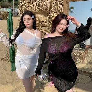 리아 비키니 커버업 수영복세트(XL-6XL) 빅사이즈 체형커버 수영복 비치웨어 휴양지 바캉스