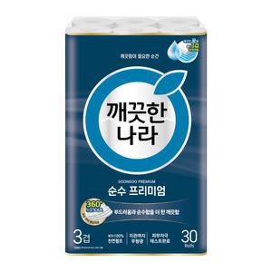 깨끗한나라 순수 프리미엄 3겹 25m 30롤 1팩