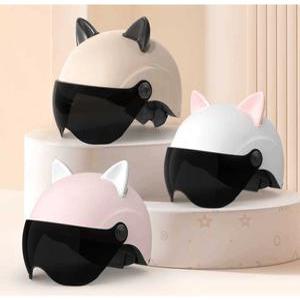 오토바이 헬멧 귀여운 고양이 스티커 양면 4 2pcs 소녀 악세사리 반모 여자