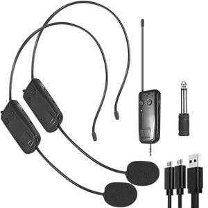 2.4G 헤드 장착형 무선 라 발리에 마이크 세트 송신기 (앰프 용 수신기 포함) 음성 스피커 교육 투어 가이