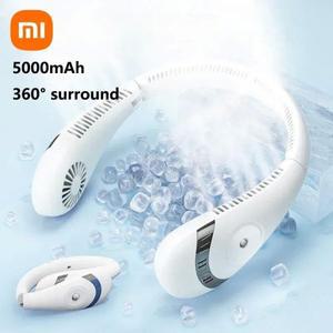 넥 밴드 목걸이 선풍기 샤오미 휴대용 걸이식 목 접이식 여름 공기 냉각 USB 충전식 블레이드리스 음소거