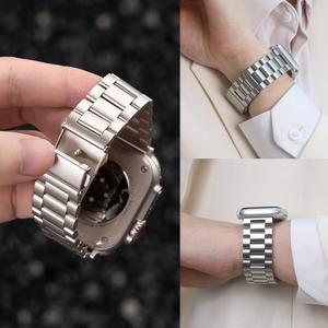 Apple Watch 밴드 용 스테인레스 스틸 스트랩 45mm 44mm Ultra 2 49mm 42mm 40mm 41mm 46mm 금속 시계 밴드 시리즈 10 9 8 7 6 5 4 3 se