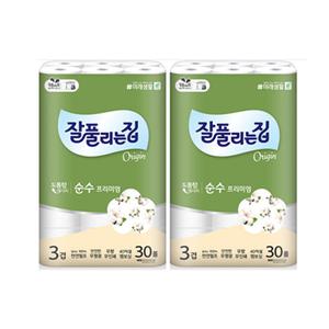 잘풀리는집 순수 프리미엄 깨끗한 화장지 3겹 30M 30롤 2개