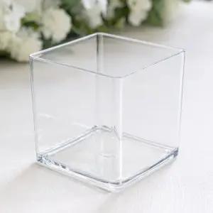 PET 사각 화분 10x10cm 조화꽃 전용 꽃병 투명 플라스틱 인테리어 장식 소품 수경재배 가드닝