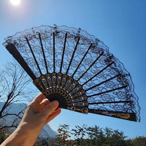 휴대용 레이스 부채 댄스 동호회 촬영 여름 선풍기 부채춤 무용 공연 무지개 준비 단체 행사 장기자랑 체육