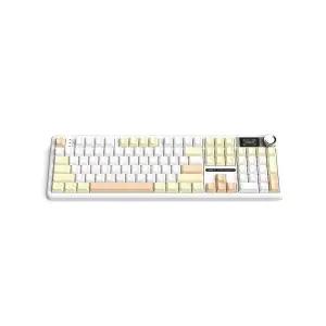 AULA F108Pro 유무선 아우라 독거미 LCD 기계식키보드 국내정품 치즈 화이트, 저소음 솜사탕축