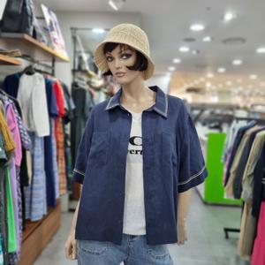 베네통/애플아울렛/마 100% 스티치 포인트 셔츠형 블라우스/BABL07441