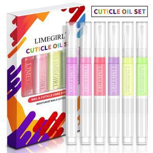 Limegirl 6pcs 큐티클 오일 네일 케어 영양 펜 선물 상자 키트 손톱 죽은 피부 균열 제품 세트