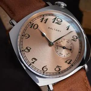 호환 2025 New Baltany 1921 남성용 자동 식 빈티지 오마주 시계 S4046 Seagull1701 Leathe 스테인레스 스