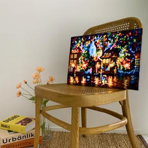 옥탑방어른이 LED 보석십자수 [비오는 거리mini] 40*30cm 비즈 액자형 캔버스 보석십자수