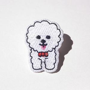 비숑 강아지 자수 패치 가방 에코백 꾸미기 리폼 와펜 뱃지 브로치
