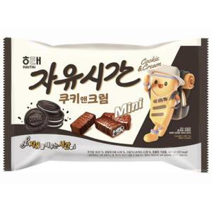 해태제과 자유시간 미니 쿠키앤크림 400g 대용량 초코바 사무실 탕비실 간식