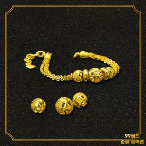 153골드 [최신]24K 순금 3공 H컷팅팔찌 5돈 18.75g 팔찌.