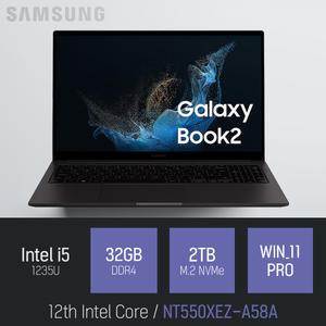 ⓒ 삼성 갤럭시북2 NT550XEZ-A58A i5-1235U 32GB 2TB WIN11 / 인강 사무 비즈니스 가벼운 작업용 노트북
