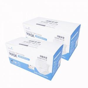 [기타]마스크 더웰 개별포장 일회용마스크(50P 성인용) 화이트-2개 성인마스크