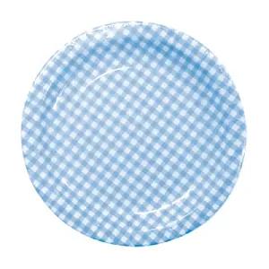 (20cm 블루 10P) 이라이프 칼라종이접시/파티용일회용접시/파티종이접시/체크종이접시/1회용칼라접시