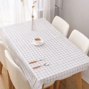 (화이트) ABM PEVA 체크 식탁보 137x180cm/친환경/천/위생/파티/무늬/PVC/모던/하우스/예쁜/타원형/방수