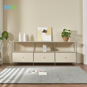 [SASA]사사가구 해피 모던센츄리 2000 모듈 2단 철제 3칸서랍 높은 수납 TV 티비다이 거실장 4colors