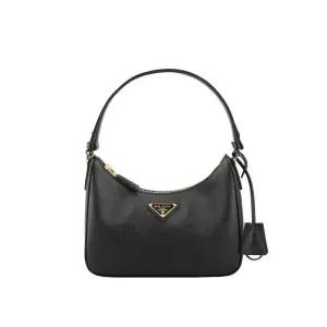 24FW 프라다 1BC204 NZV F0632 사피아노 가죽 미니 호보 숄더백 블랙