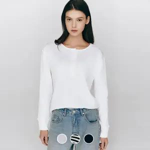 [지오다노] 325507 여 헨리넥 긴팔티 (솔리드, 스트라이프)