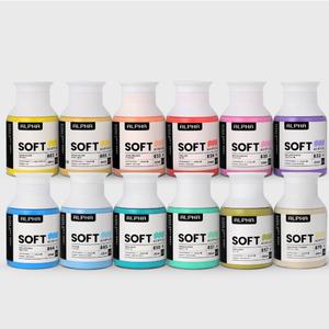 [알파][알파색채]소프트바디 아크릴물감 세트 250ml 12색 파스텔칼라세트