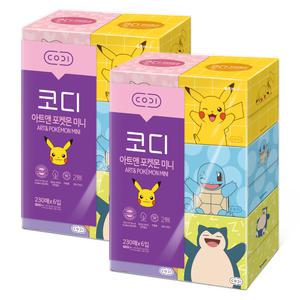 코디 아트앤포켓몬 1/2 미니 230매x6입 x 2팩 미용티슈 휴지