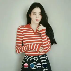 [지오다노] 355515 여 12gg 립 골지 오픈카라넥 니트 스웨터