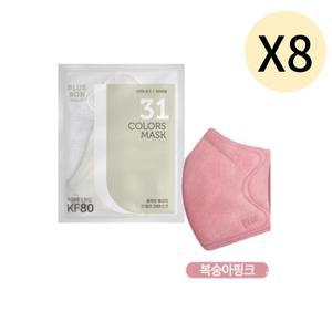 블루본 베이직 KF80 마스크 특대형 복숭아핑크 30매X8