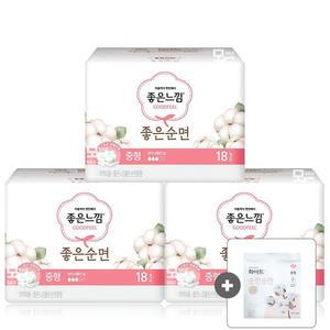 좋은느낌 좋은순면 중형 18Px3팩 /생리대