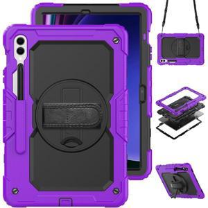갤럭시 탭 S10 + 용 태블릿 케이스 삼성 S9 플러스 2023 FE 스트랩이있는 12.4 인치 스탠드 커버