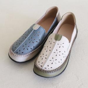 [원더슈즈](의정부점)천연소가죽 나리드 컴포트 쿠션 미끄럼방지 펀칭 슬립온 4CM JANG9A6