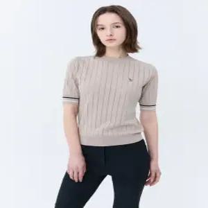 헤지스 골프 여성 24SS [BEST][스테디셀러]라인 위빙 반팔니트 (BEIGE) WWSW4B312I1