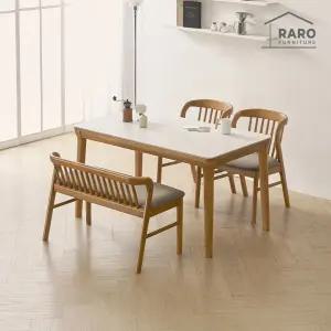 [/착불배송] 허브 1400 포세린 통 세라믹 4인 식탁 세트 (식탁+의자2+벤치1)