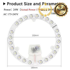 천장 선풍기 조명용 원형 LED 패널 교체 모듈 보드 6000K 220V 24W