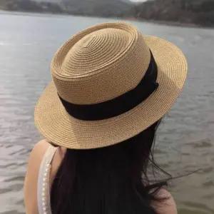 여성 여름 플랫 밀짚 모자 1P 바캉스 패션 버킷햇 플랫밀짚모자 밀짚모자 여름모자 라피아햇