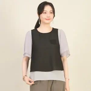 [애비뉴투지] 시스루 라운드 여름 숏 조끼