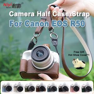 캐논 EOS R50 카메라 커버 보호대 파우치 하프 케이스 어깨 스트랩이 있는 가방 오픈 방지