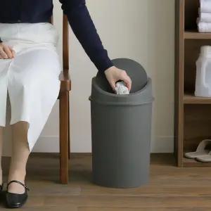 가정용 쓰레기통 원형 스윙 노마 휴지통 3호 15L (차콜)