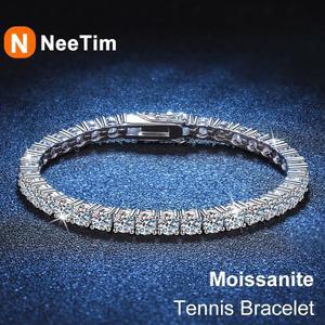 tim 모이사 팔찌 gra 남녀공용 파티 다이아몬드 4mm 스털링 쥬얼리 925 금도금 실버