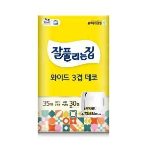 잘풀리는집 와이드 데코 3겹 화장지 35Mx30롤