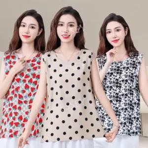 여성 빅사이즈 민소매 상의 루즈핏 데일리 캐주얼룩 나시