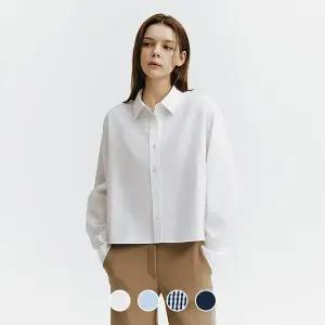 [지오다노] 344903 여자 포플린 크롭 셔츠
