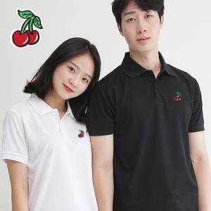 기능성 쿨론 카라 반팔 체리 자수 쿨 티셔츠