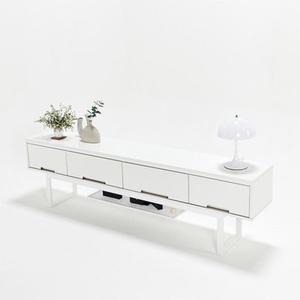 [자르파라]미니멀 화이트 실용적 4칸 서랍형 TV대 거실장(200cm) 폭좁은 디자인 우드 심플 나무