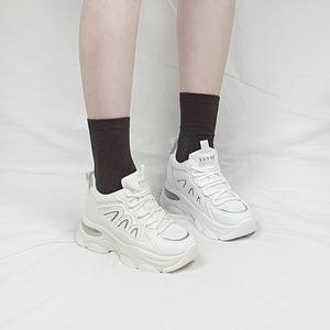 [디아]안트 패턴 메쉬 통통끈 스탠딩 치어리더 키높이 통굽 스니커즈 8cm