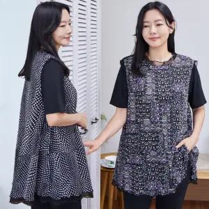 민소매 러블리 패치워크 롱 베스트/ 23SS72-3 / 엄마옷 / 할머니옷 / 빅사이즈 / 실버다이아몬드
