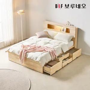 [착불] 보루네오 코지 4서랍 편백나무침대 원목 수납헤드 더블 프레임